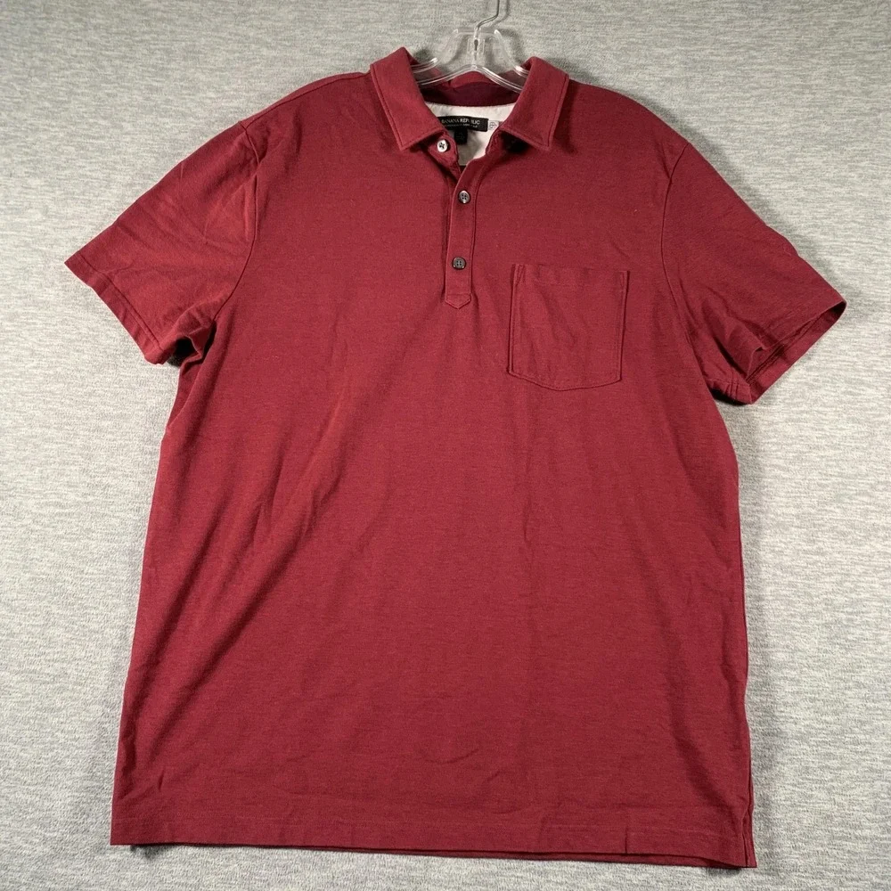 Banana Republic Polo Shirt Mens XL Red Performance Pique Pocket Stretch